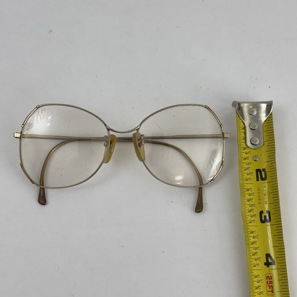Vintage 1970s Eyeglasses Large Metal Frames Gold Glitter Accents Womens